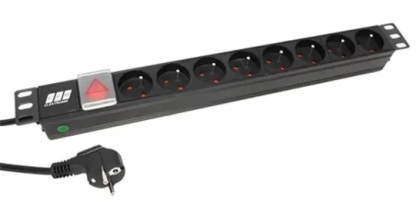 EFB 19" rozvodný panel čierny / Napájací panel / 1U / 8x zásuvka CZ / vypínač / 1,8 m kábel (EK631FR.2)