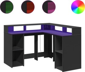 VidaXL Biurko z podświetleniem LED, čierne, 130x130x91 cm