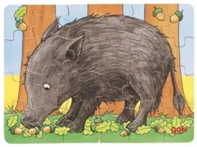 GOKI Drevené puzzle Lesné zvieratká: Diviak