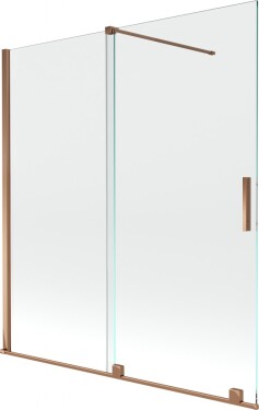 MEXEN/S - Velar Dvojkrídlová posuvná vaňová zástena 150 x 150, transparent, růžové zlato 896-150-000-01-60