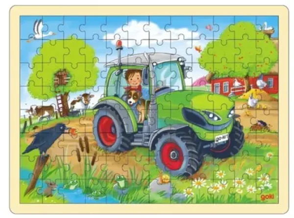 GOKI Drevené puzzle Traktor