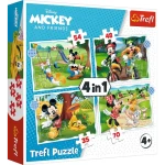Trefl - Puzzle - Mickey Mouse: Krásny deň 4v1
