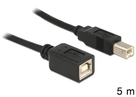 DeLock Predlžovací kábel USB 2.0 B (M) - USB 2.0 B (F) 5 m čierna / Kábel / USB 2.0 / 480 Mbit/s (83429)