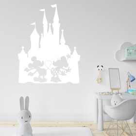 Veselá Stena Samolepka Zamilovaní Mickey a Minnie na Zámku Farba: biela, Veľkosť: 40 x 31 cm