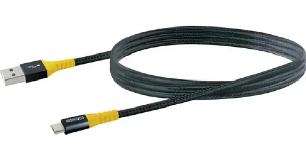 Schwaiger USB-A na Micro-USB kábel čierno-žltá / USB kábel / 1,2 m / USB 2.0 / 480 Mbit/s (WKUM10511)