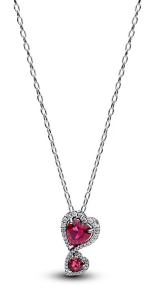Pandora Krásny strieborný náhrdelník Blyšťavé srdce Timeless 393658C01-60