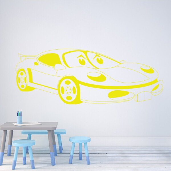 Veselá Stena Samolepka Detské autíčko Porsche Farba: žlutá, Veľkosť: 80 x 37 cm
