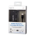 LogiLink / Adaptér Mini DisplayPort na HDMI + DVI + VGA / 4K 30 Hz / 0,15 m (CV0110)