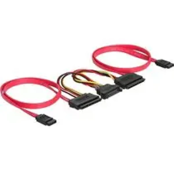 Kábel HDD SATA All-in-One (50 cm) pre 2 HDD, SATA napájanie (84356)