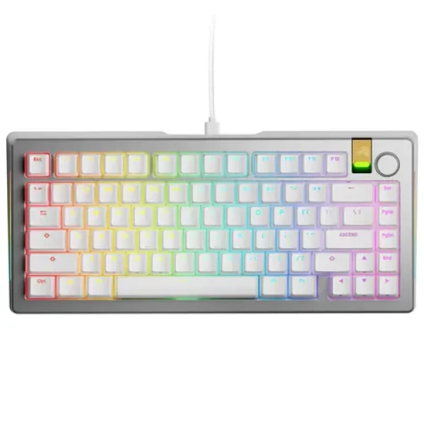 Glorious GMMK 3 Pro HE 75% - Fox HE ANSI strieborná / herná 75% TKL / USB-C / ANSI (US) layout / Fox HE / RGB / 1.4m (GLO-KB-GMMK3-PRO-75-PB-HE-W-SIL-US)