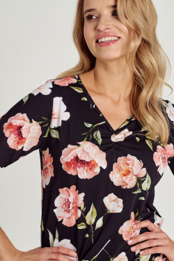 Dámska nočná košeľa 3134 PEONY S-XL černá