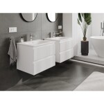 MEXEN/S - Rivel kúpeľňová skrinka 60 cm s umývadlom Vela, 2 zásuvky, reliéf, biela mat 91A20-06047-2-BFF01-W23M01