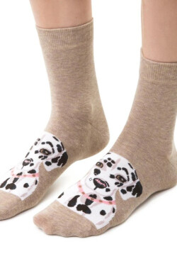 Dámske vzorované ponožky 099 béžová melanž 35-37