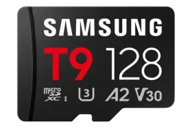 Samsung T9 čierna / Pamäťová karta microSDXC / 128 GB + SD adaptér / UHS-I U3 / Class 10, V30, A2 / čítanie: 200 MB/s (MB-MH128T/WW)