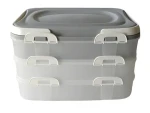 OEM Piknik dóza 3 poschodia / Dóza na potraviny / S uchy / 40 x 30 x 27 cm (282878)