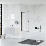 HOPA - Vaňová zástena EASY SLIDE BLACK NEW - Farba rámu - Čierna matná, Rozmer A - 100, Rozmer C - 150, Smer zatvárania - Univerzálne Ľavé / Pravé, Výplň - Číre bezpečnostné sklo - 5 mm BCEASL100BCN