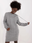 Šedé pletené šaty s kapucňou (0582) odstíny šedé uni velikost