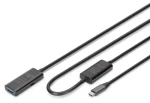 Digitus DA-73111 čierna / Aktívny predlžovací kábel / USB-C(M)-USB-A(F) / USB 3.2 Gen1 5 Gbps / 10 m (DA-73111)