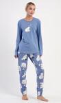 Dámske dlhé pyžamo Medveď a tučniak modrošedá S