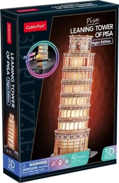 CubicFun Svietiace 3D puzzle Nočná edícia: Šikmá veža v Pise