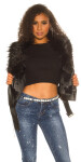 Sexy leatherlook jacket with fake fur, lined black