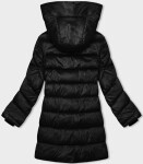 Čierna dámska zimná bunda s asymetrickým zipsom (B8167-1) odstíny černé 46