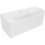 MEXEN/S - Gia voľne stojaca rohová vaňa reliéf ľavá 150 x 75, biela mat, sifón a prepad nikel kartáčovaný 52701507501L-97