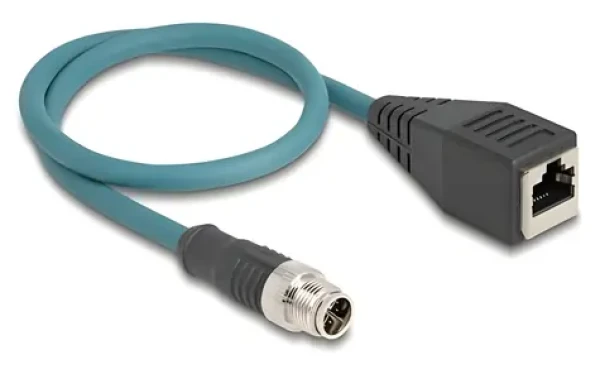 DeLock Kábel M12 X 8pin (M) - RJ45 (F) / Priemyselný sieťový kábel / 50 cm (60071)
