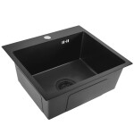 REA REA - Oceľový drez Leo 50 Black s kuchynskou batériou KPL-96005