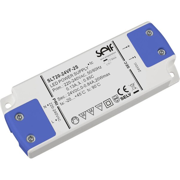 Self Electronics SLT20-24VF-2S napájací zdroj pre LED konštantné napätie 20 W 0.84 A 24 V bez možnosti stmievania; SLT20-24VF-2S