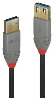 Lindy Anthra Line USB-A - USB-A 2 m čierna / Predlžovací kábel USB / USB 3.2 Gen 1 / 5 Gbit/s (36762)