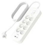 Belkin Predlžovací kábel s prepäťovou ochranou / Predlžovací kábel / 8x zásuvka / USB-A + C / 900J / 2m (SRB003ca2M)