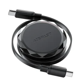 Acefast Kábel USB-C (M) - USB-C (M) navíjacia čierna / 60W