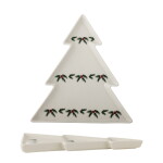 Bloomingville Krémový servírovací tanier s vianočným motívom z kameniny Berry