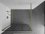 MEXEN/S - Kioto Sprchová zástena WALK-IN 120 x 200, čierny vzor 8 mm, zlatá kartáčovaná 800-120-101-55-77