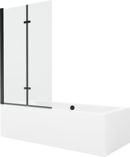 MEXEN/S - Cube obdĺžniková vaňa 170 x 80 cm s panelom + vaňová zástena 100, transparent, čierna 550517080X9210027000