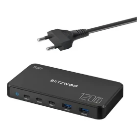 Blitzwolf Sieťová nabíjacia stanica 5v1 čierna / 120W / 2xUSB-A / 3xUSB-C (BW-i100)