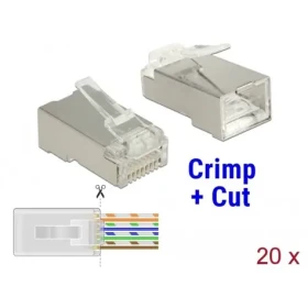 DeLock 86454 / Konektor RJ45 Cat.6 STP / krimpovací / tienený, priehľadný / 20 ks (86454)