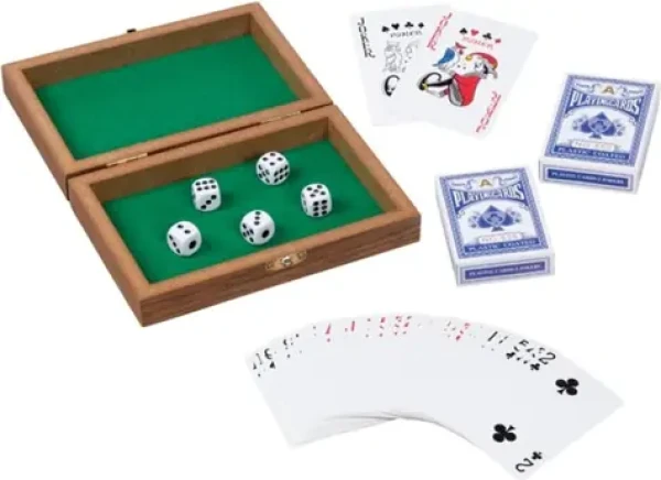 GOKI Hracie karty a kocky v drevenej krabičke