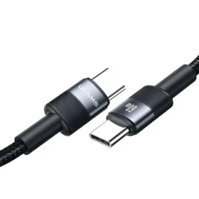USAMS SJ724 sivá / Dátový kábel / USB-C - USB-C / 60W / 1,2 m (SJ724USBSG01)