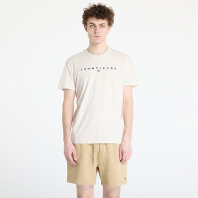 Tričko Tommy Jeans Regular Linear Logo Tee Beige M