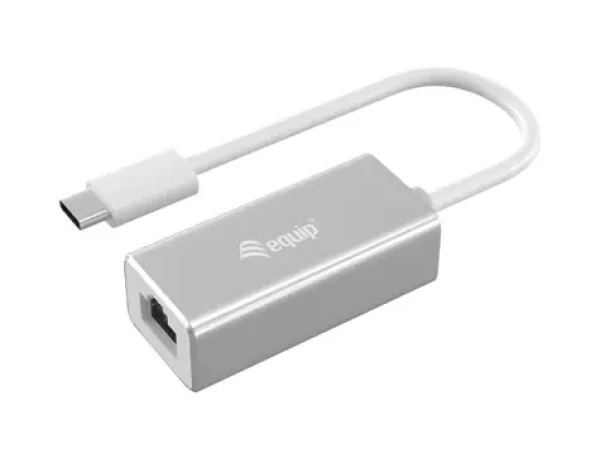 Equip strieborná / Adaptér / USB-C - RJ45 / Gigabit Ethernet / 0,15 m (133454)