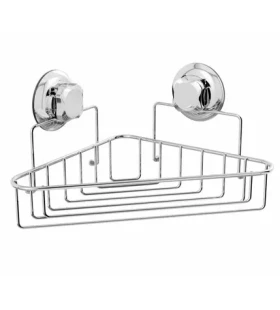 Compactor Bestlock Rohová polička do kúpeľne s prísavkami chrómová / bez vŕtania (RAN7799)