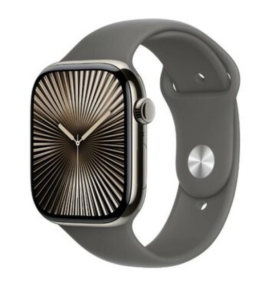 Apple Watch Series 10 GPS+Cellular 42mm Prírodné titánové telo - Skálovo šedý športový remienok (S/M) / 130-180 mm (MWXD3)