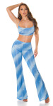 Sexy Koucla Party flarred pants with glitter gradient blue Einheitsgroesse