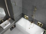 MEXEN/S - Cube obdĺžniková vaňa 170 x 80 cm s panelom + zástena 1- diel 90, transparent, zlatá 550517080X9509000050
