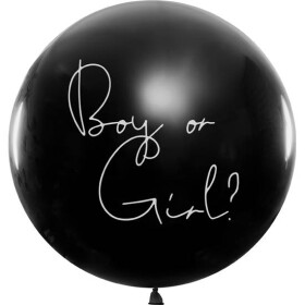 Čierny balón dievča alebo chlapec, modré konfety 1m - PartyDeco - PartyDeco