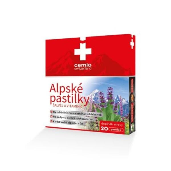 CEMIO Alpské pastilky šalvia a vitamín C 20 pastiliek ks