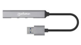 Manhattan USB Hub sivá / USB hub / 4X USB-A / USB 3.2 Gen 1 5 Gbit/s / Bus Power (168427)