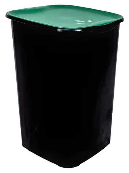Belli e Forti RECYCLING 50 l čierna, zelené veko / Odpadkový kôš na triedený odpad / plast / 37,5 × 36 × 53,5 cm